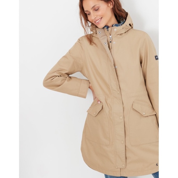 Joules Loxley Longline Waterproof Jacket in Equine Beige SZ 12 NEW